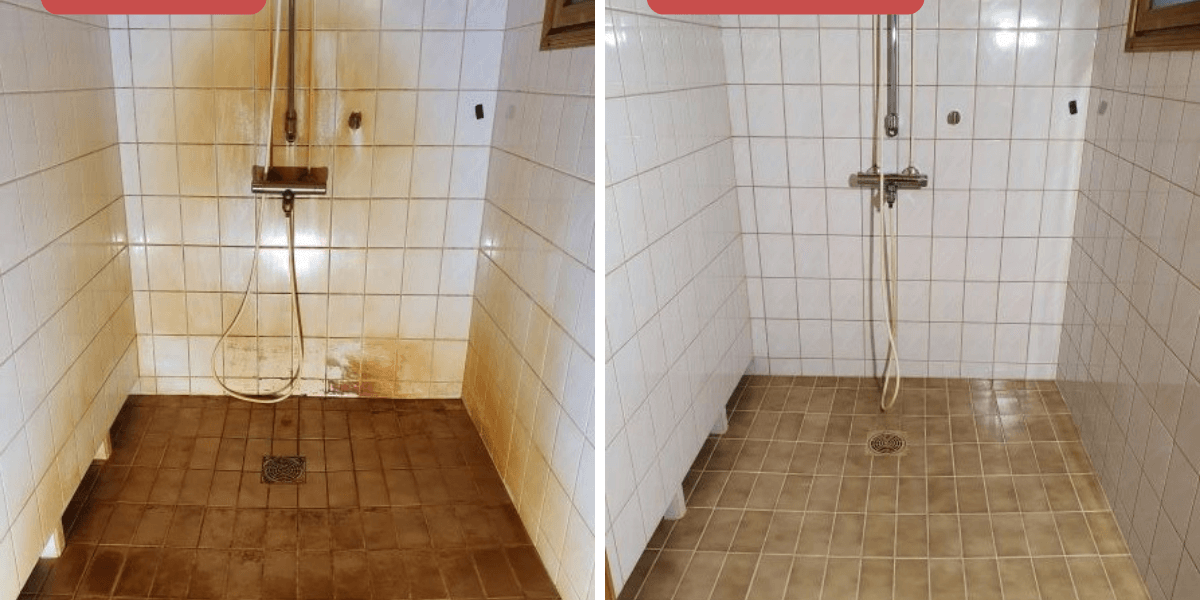 Nanopinnoitus ja tehopuhdistus ennen jälkeen Kylpyhuoneen tehopuhdistus ja nanopinnoitus - huima ero kylpyhuoneen puhtaudessa